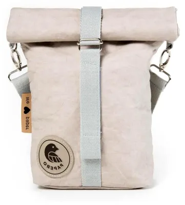 Produktbild von Lunchbag aus Kraftpapier | RACOON | Lebensmittelechte Pausenbrot-Lunchbox für die Arbeit, Handtasche, Umhängetasche aus veganem Leder, nachhaltig (grau)