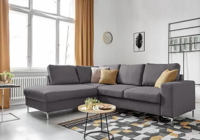 Produktbild von MIUFORM Lofty Lilly - Ecksofa mit Bettfunktion L-FORM LINKS - 237x197cm - Dunkelgrau - Sofa Schlafsofa Couch