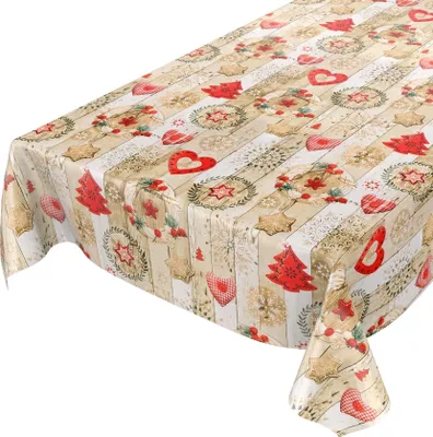 Produktbild von Tischdecke Wachstuch Weihnachten Rot Robust Wasserabweisend Breite 140 cm Länge 180 cm