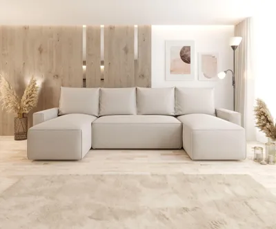 Produktbild von CORNERO Ecksofa mit Schlaffunktion HAVANA in U-Form Sofa mit Schlaffunktion und Bettkasten EckcouchWohnlandschaft in U-Form Beige