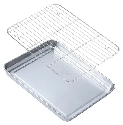 Productafbeelding van Roestvrijstalen bakplaat met koelrek, voor ovenbakken en BBQ