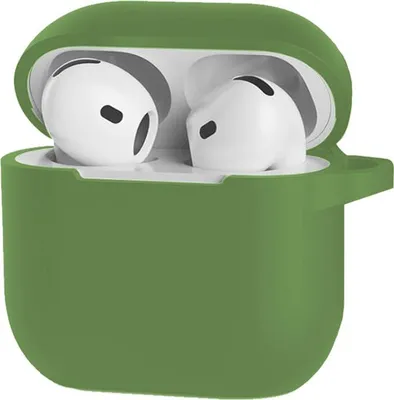 Obrázek produktu pro Pouzdro pro AirPods 4, silikonové, s klipem - tmavě zelené