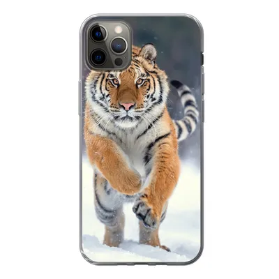 Produktbild von MuchoWow® Handyhülle Schutzhülle Hülle für iPhone 13 Pro Max Tiger - Landschaft - Schnee - Tiere Silikon Softcase Handy Hülle - Mobiltelefon