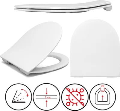 Produktbild von WC-Sitz – für Geberit iCon Thin Slim | Absenkautomatik, Antibakteriell, QUICK-RELEASE Toilettendeckel Softclose
