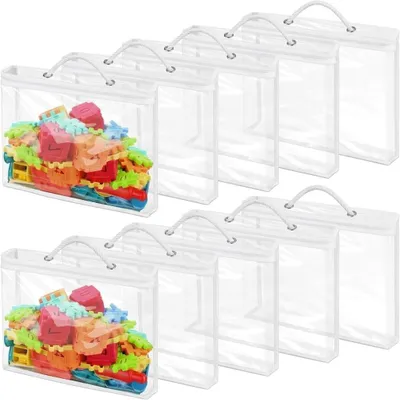 Obrázok produktu pre Sada 10 priehľadných úložných tašiek na hračky 40 x 30 x 10 cm