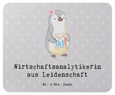 Produktbild von Mr. & Mrs. Panda Mouse Pad Wirtschaftsanalytikerin Leidenschaft - Grau Pastell - Geschenk, mauspad laptop, mousepad, pc mausunterlage