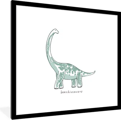 Produktbild von MuchoWow® Gerahmtes Poster Kinderzimmer - Dinosaurier - Brachiosaurus - Junge - Mädchen - Kinder 40x40 cm - Poster mit Schwarzem Bilderrahmen Wandposter Rahmen Foto Bilder - Poster - Plakat im Rahmen