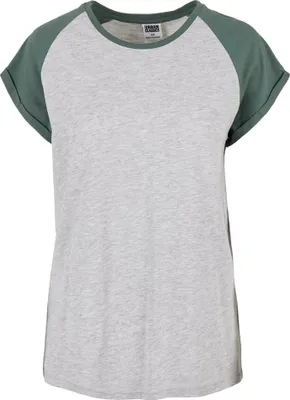 Productafbeelding van Urban Classics - T-shirt voor dames, raglanmouwen, model TN770 (4XL) (lichtgrijs/lichtgroen)