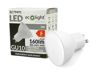 Zdjęcie produktu dla ECO LIGHT Żarówka GU10 LED 4000K 180lm 2W  BARWA BIAŁA NEUTRALNA OSZCZĘDNA