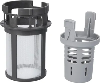 Two dishwasher filters are shown against a white background.