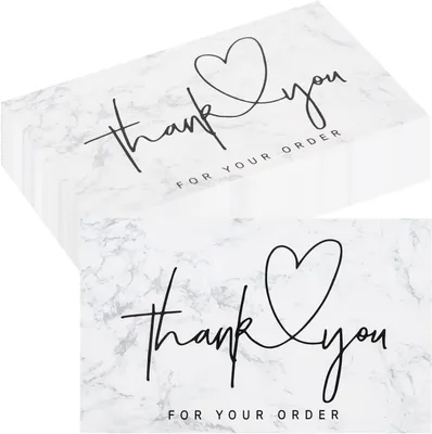 Zdjęcie produktu dla Kartki z podziękowaniami 100 sztuk, puste wnętrze, dla klientów, na urodziny