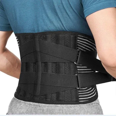 Produktbild von Rückenbandage mit Stützstreben ,Bandagen, atmungsaktiv elastisch verlängert, lindert Rückenschmerzen,  Haltungskorrektur FitnessTraining, Größe : L