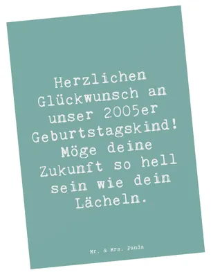 Produktbild von Mr. & Mrs. Panda Postkarte Spruch 2005 Geburtstag - Meeresbrise - Geschenk, Jubilar, Geburtstagsgeschenk, Geburtsjahr, Alter, Liebevoll gestaltete Geschenke, einzelkarte
