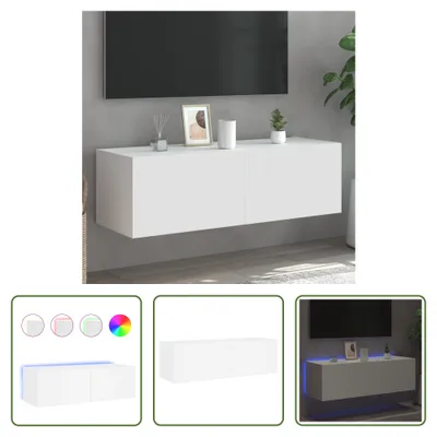 Produktbild von The Living Store TV-Wandschrank mit LED-Leuchten Weiß 100x35x31 cm