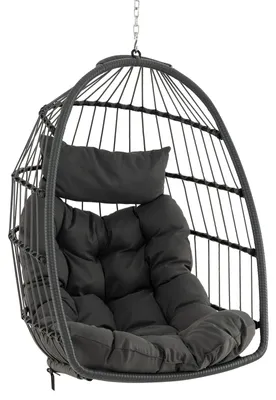 Produktbild von Hängestuhl – Hängestuhl mit Kissen – Schaukelstuhl – Klappbar – PE-Rattan – Mit Aufhängungssystem – 150 kg