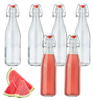 6 Glaskaraffen 500 ml, wiederverwendbar, für Öl, Essig & Saft