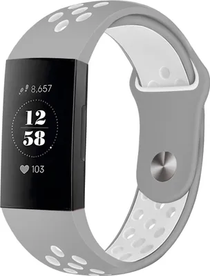 Productafbeelding van imoshion Siliconen sport bandje voor de Fitbit Charge 3 / 4 - Grey & White