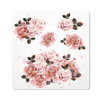 Produktbild von MuchoWow® Mauspad Mousepad Rosen - Rosa - Farbe 20x20 cm - Mousepads - Maus Mat - Pad - Mausunterlage - Desk Mat - Bureauartikeln
