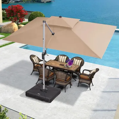 Produktbild von PURPLE LEAF Ampelschirm Rechteckiger 300 x 400 cm Sonnenschirm Gro? Stabil Terrassenschirm Gro? 360¡ãRotation, Gartenschirm fš¹r Garten,Terrasse, Pool, XXL Sonnenschutz UV50+, Beige