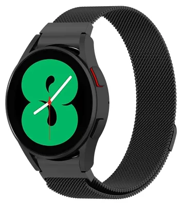 Produktbild von By Qubix Milanaise-Armband (rund Connector) - Schwarz - passend für Samsung Galaxy Watch 5 (Pro) - 40 mm / 44 mm / 45 mm