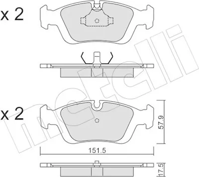 Produktbild von METELLI Bremsbeläge Satz Vorne Bremsklötze für BMW 3 Limousine (E36) 22-0124-0