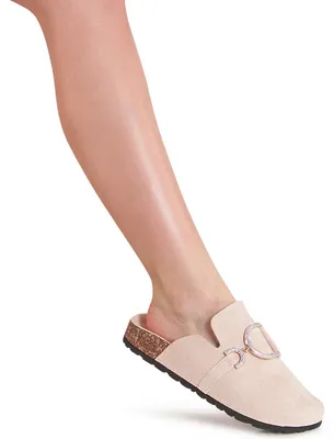 Produktbild von topschuhe24 3219 Damen Pantoletten mit Glitzer, Farbe:Beige, Größe:37 EU