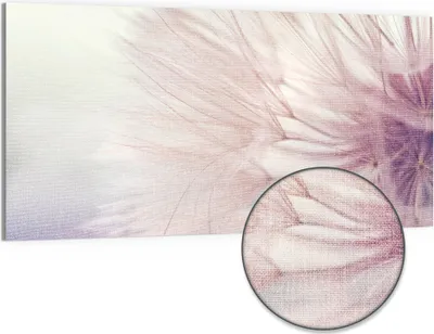 Produktbild von DEQORI Hybrid Leinwand Bild 100x50 cm 'Zarte Pusteblume' Wandbild Glas flach modern