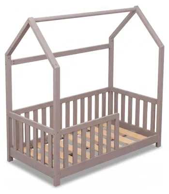 Productafbeelding van Buxibo kinderbed – Houten hemelbed met veiligheidsspijlen – Bed voor peuters – 70x140 cm – Grijs