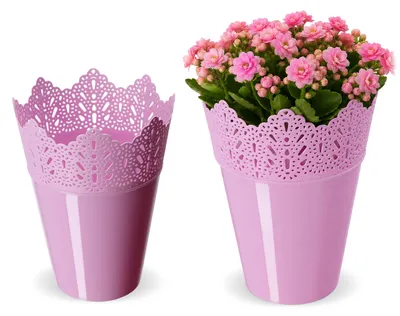 Image de KADAX Pots "Calade", Pot de fleurs avec motif dentelle, 12cm, Haut, Rose