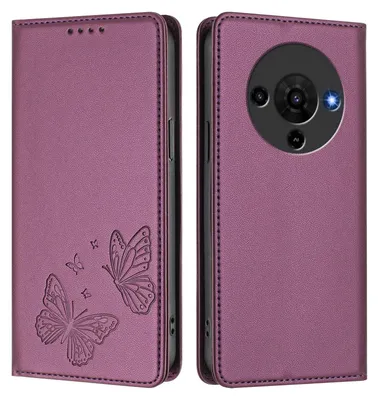 Produktbild von Lederhülle für ZTE Blade A76 5G, Schmetterling Prägung Leder Brieftasche Schutzhülle mit Ständer Lila
