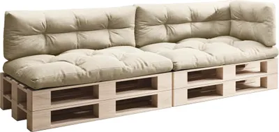 Produktbild von sunnypillow Palettenkissen für Palettenmöbel - 5er Set - Palettenauflage für Palettensofa - Palettenpolster für Garten, Gesteppte Kissen für Europaletten - Sitzkissen & Rückenkissen Cremefarben