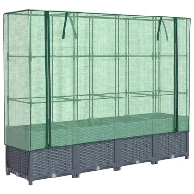 Produktbild von Hochbeet mit Gewächshausabdeckung Rattanoptik 160x40x138 cm