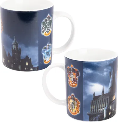 Produktbild von Harry Potter Tasse - Hogwarts & Wappen Kaffeetasse Becher Kaffeebecher aus Porzellan Blau 320 ml