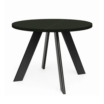 Produktbild von Runder Ausziehbarer Tisch für Esszimmer, LEX, Loft-Stil, Skandinavische, Durchmesser: 120 / 220 cm, Farbe: Schwarz / Schwarz