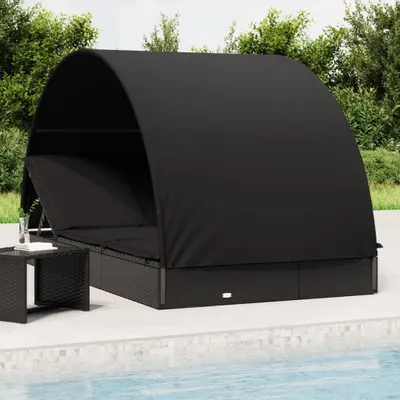 Produktbild von "im Angebot" Sonnenliege - für den Garten - 1 Person - für 2 Personen mit Runddach Schwarz 211x112x140 cm - Gartenliegen CC8412