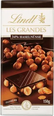 Produktbild von Lindt Les Grandes 34% Haselnüsse Feinherb Tafel 150g