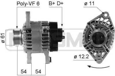 Obrázek produktu pro ERA 210263A Alternátor 100 A, 14 V pro FIAT PUNTO (188), Doblo Cargo (223), Doblo Kombi (119, 223), STILO (192), Idea (350), MULTIPLA (186)