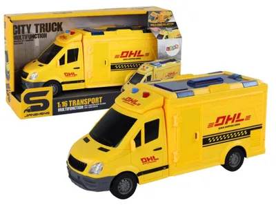 Produktbild von Lean Toys Auto Dostawcze 1:16 Nap?d Frykcyjny Otwierane Drzwi ?wiat?a D?wi?ki ?ó?te