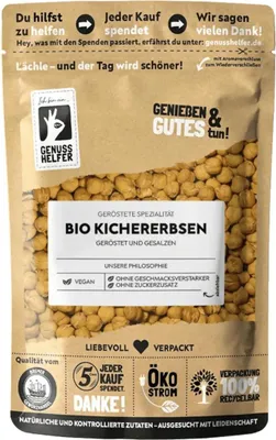 Produktbild von Kichererbsen geröstet & leicht gesalzen, veganer Snack, von Hand geröstet, 125g