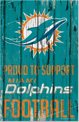 Produktbild von NFL Miami Dolphins Proud to Support Football Wood Sign Holzschild Holz Deko 43x28cm