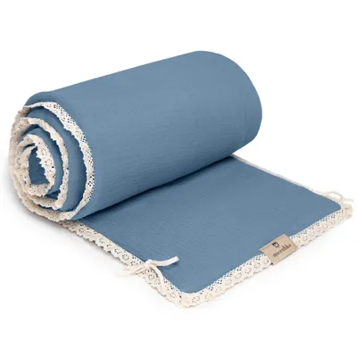 Obrázek produktu pro Mušelínový mantinel Nature s ozdobným okrajem, krajka Blue jean