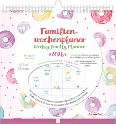 Produktbild von Familien Wochenkalender Dots 2026 - Familien-Timer - Termin-Planer - Kinder-Kalender - Familien-Kalender - 30,5x30,5