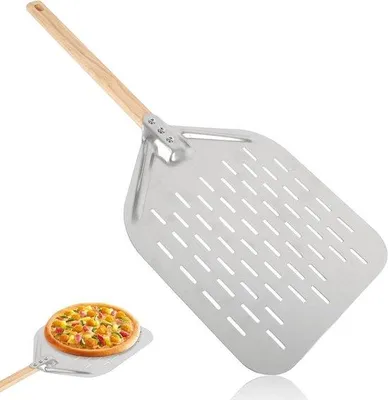 Produktbild von Pizzaschaufel 30 cm - Geperforiert, mit abnehmbarem Griff, aus anodisiertem Aluminium