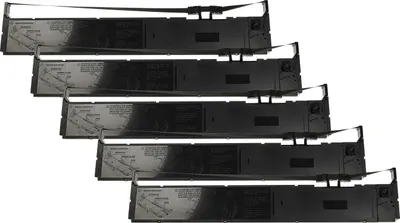 Produktbild von vhbw 5x Farbband Schriftband Ersatz für Epson C13S015384, S015384 für Nadeldrucker, Bondrucker - Schwarz