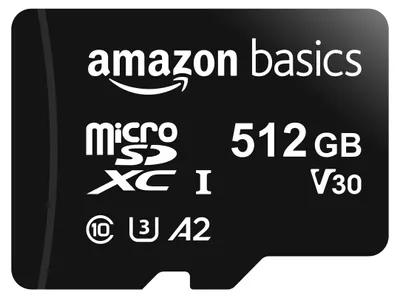 Produktbild von Amazon Basics LSMICRO512GU3 Micro SDXC Class 10 UHS-I U3 V30 microSDXC Speicherkarte, 512 GB, Class 10 / UHS-III