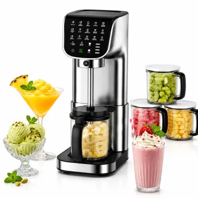 Image de IcyTreat IC-1010 EU Sorbetière 12 en 1 - e CE Puissance 500 W Capacité 568 ml Inclus 3 récipients à glace en Tritan - Argent