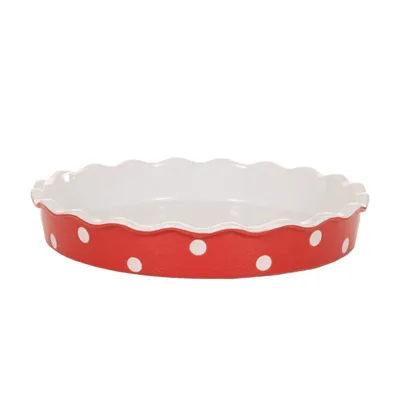 Produktbild von Isabelle Rose Quiche - / Tarte Form aus Keramik - rot polka dot - 30cm x 30cm x 5 cm