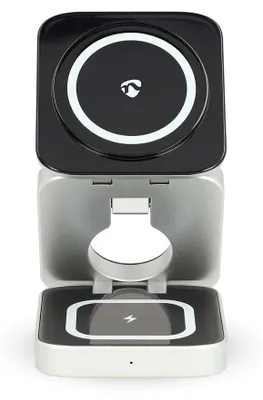 Produktbild von Nedis Drahtloses Ladegerät - 3-in-1 - 2.5 / 5 / 15 W - LED-Anzeige im Einsatz - inkl. Kabel - USB-A / USB-C - 1.50 m