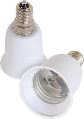 Productafbeelding van E14- naar E27 adapterset voor fittingen - Verlengkabel - 2-delig - 100 Watt - Wit