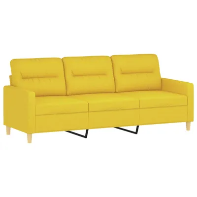 Zdjęcie produktu dla vidaXL 3-osobowa sofa jasnożółta 180 cm tkanina